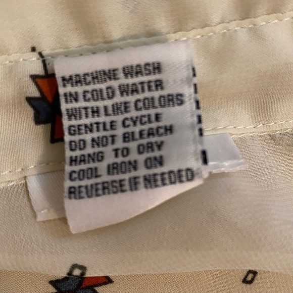 Prototype Sheer Ivory Brown Red Aztec Print Long Button Up Roll Sleeve Top - Picture 7 of 7